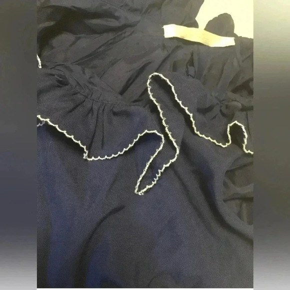 Vintage SHANNON MCLEAN navy Blue White V-Neck Ruffle Sleeveless Dress Small? - Picture 4 of 5